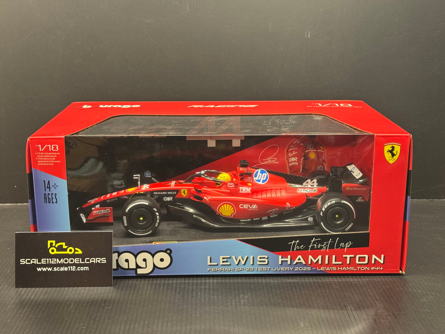 Lewis Hamilton Ferrari SF23 SF-23 First Test 1/18 Scale Diecast Car By Bburago