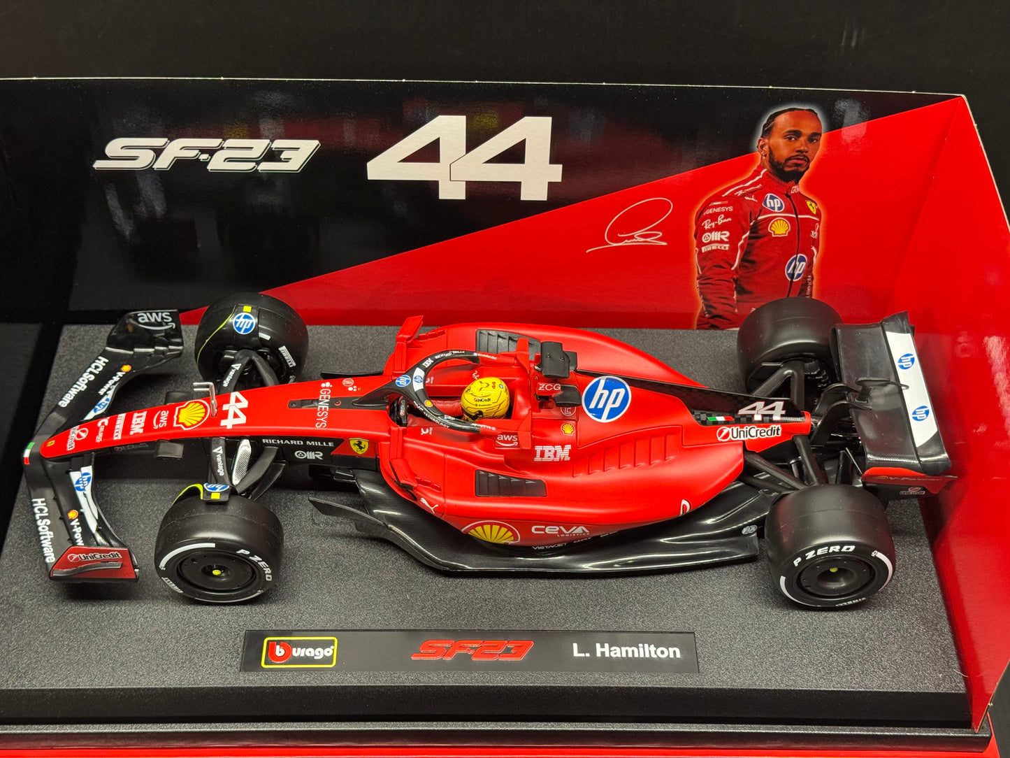 Lewis Hamilton Ferrari SF23 SF-23 First Test 1/18 Scale Diecast Car By Bburago
