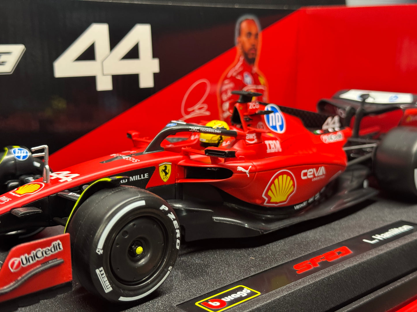Lewis Hamilton Ferrari SF23 SF-23 First Test 1/18 Scale Diecast Car By Bburago