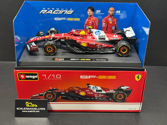 Lewis Hamilton Ferrari SF-25 2025 Season 1/18 Scale Diecast Car By Bburago
