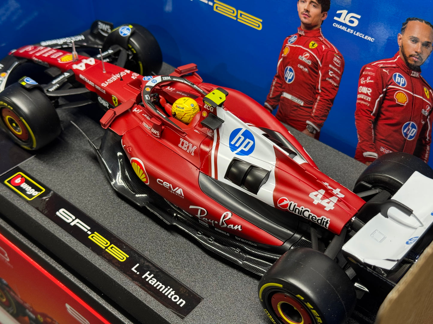 Lewis Hamilton Ferrari SF-25 2025 Season 1/18 Scale Diecast Car By Bburago
