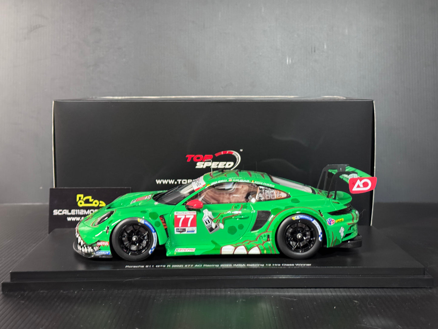 Porsche GT3 R AO Racing Rexy #77 GTD 2025 12hr Sebring 1/18 Scale by Top Speed