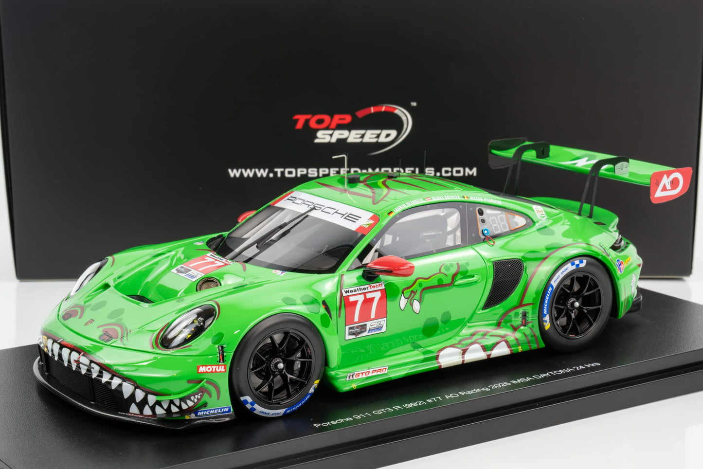 Porsche GT3 R AO Racing Rexy #77 GTD 2025 Daytona 24hrs 1/18 Scale by Top Speed