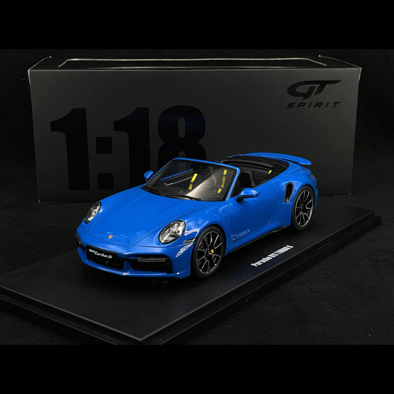 2020 PORSCHE 911 (992) TURBO S CABRIOLET BLUE MODEL CAR BY GT SPIRIT GT441  1/18 SCALE