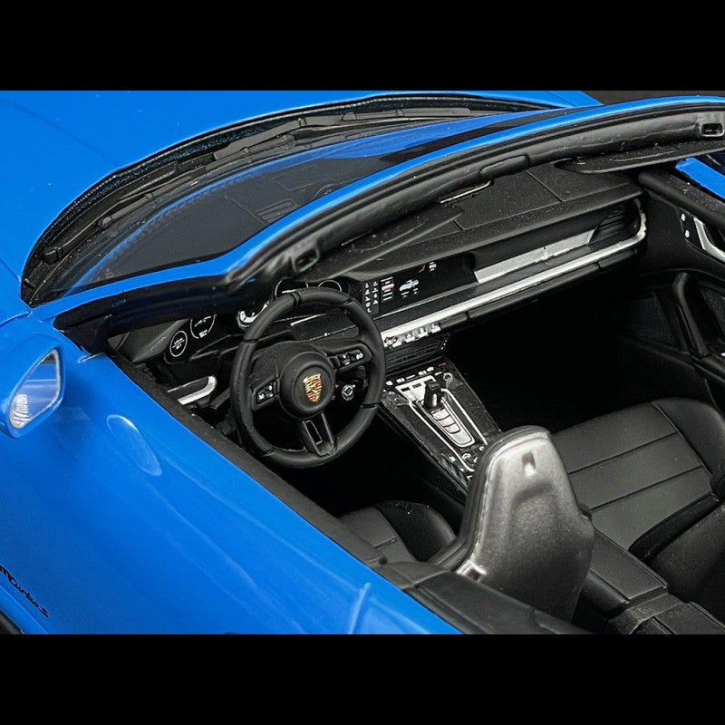 2020 PORSCHE 911 (992) TURBO S CABRIOLET BLUE MODEL CAR BY GT SPIRIT GT441  1/18 SCALE