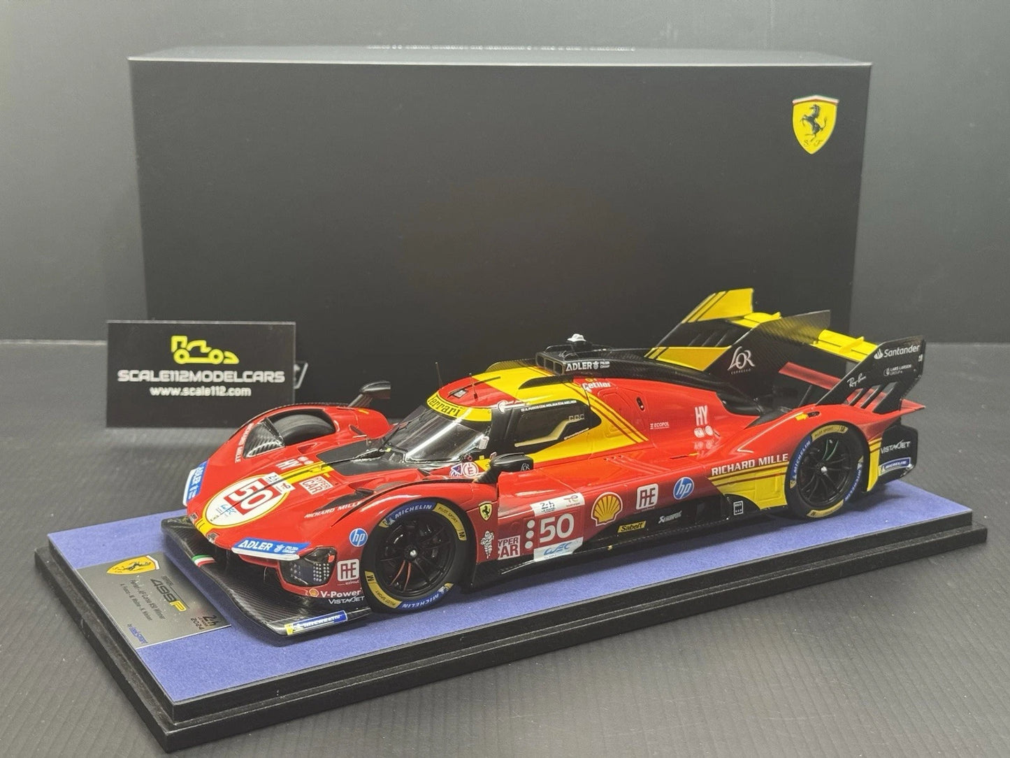 Ferrari 499P AF Corse #53 Le Mans Winner 2024 Model Car w/ Display Case 1/18 Looksmart