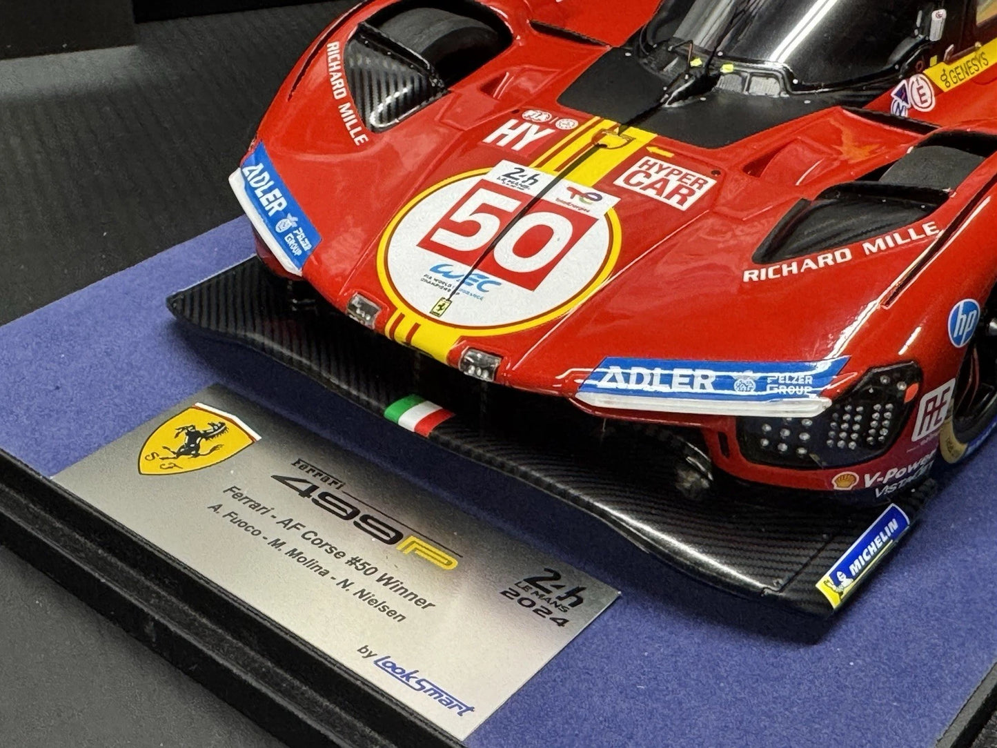 Ferrari 499P AF Corse #53 Le Mans Winner 2024 Model Car w/ Display Case 1/18 Looksmart
