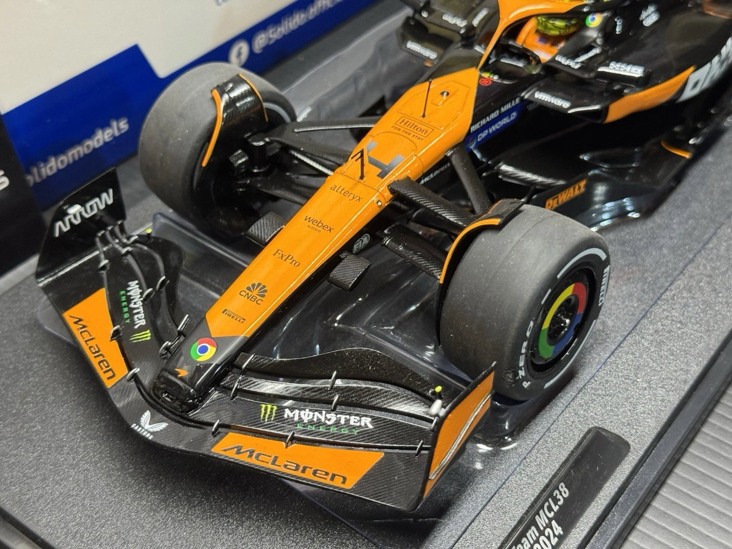 McLaren MCL38 #4 Lando Norris 2024 Miami GP 1/18 Scale Model Car by Solido S1814201