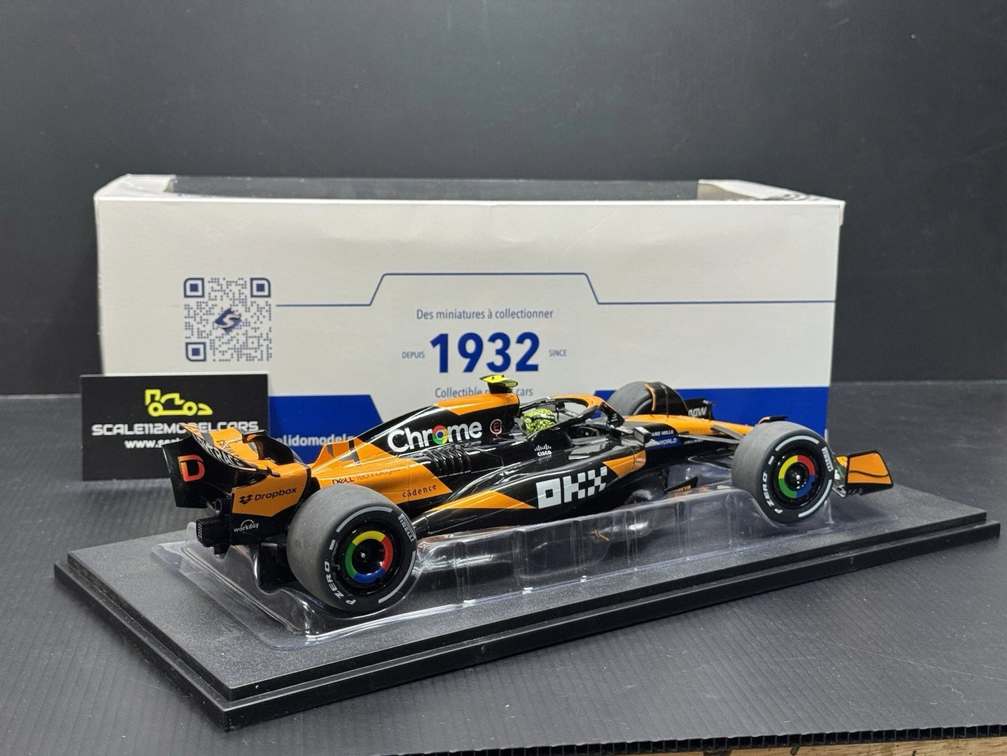 McLaren MCL38 #4 Lando Norris 2024 Miami GP 1/18 Scale Model Car by Solido S1814201