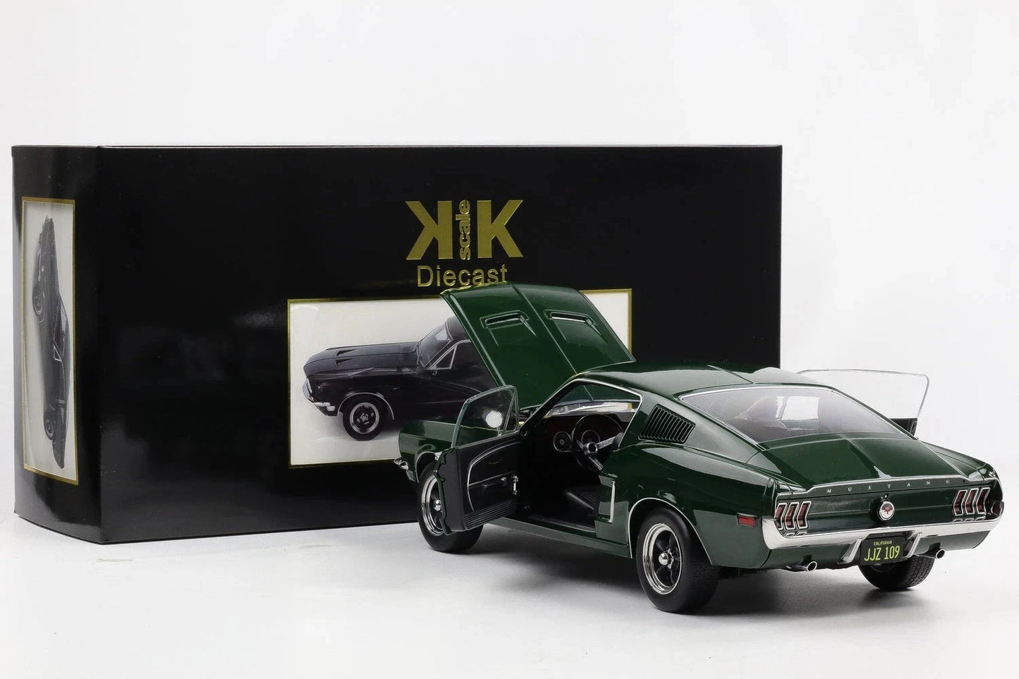1/12 Scale Ford Mustang GT Fastback Bullitt 1968 Dark Green Diecast Car KK Scale
