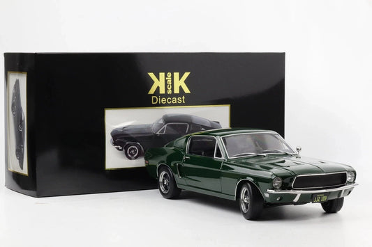 1/12 Scale Ford Mustang GT Fastback Bullitt 1968 Dark Green Diecast Car KK Scale