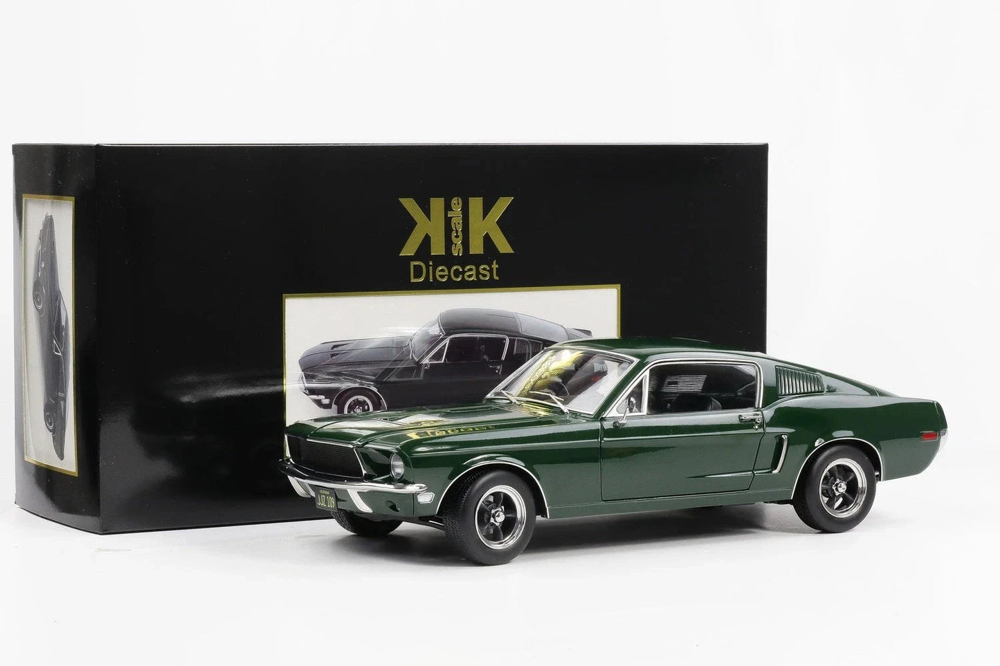 1/12 Scale Ford Mustang GT Fastback Bullitt 1968 Dark Green Diecast Car KK Scale