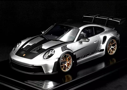 Porsche 911 992 GT3 RS Weissach Package Silver Metallic w/ Display Case - Dealer - 1/12 Spark