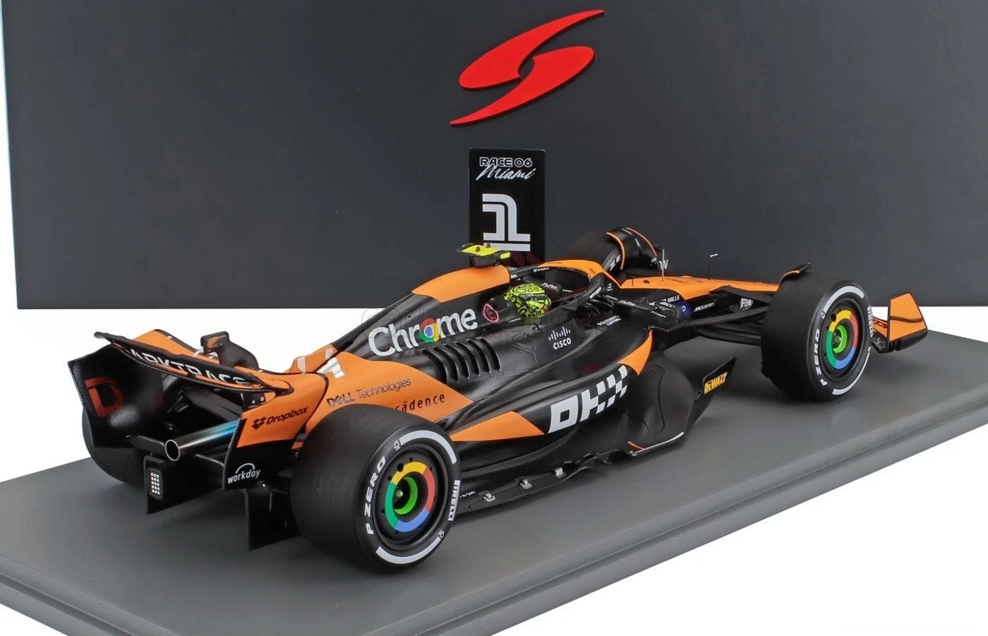 McLaren MCL38 #4 Lando Norris 2024 Miami GP 1/18 Scale Model Car by Spark 18S986