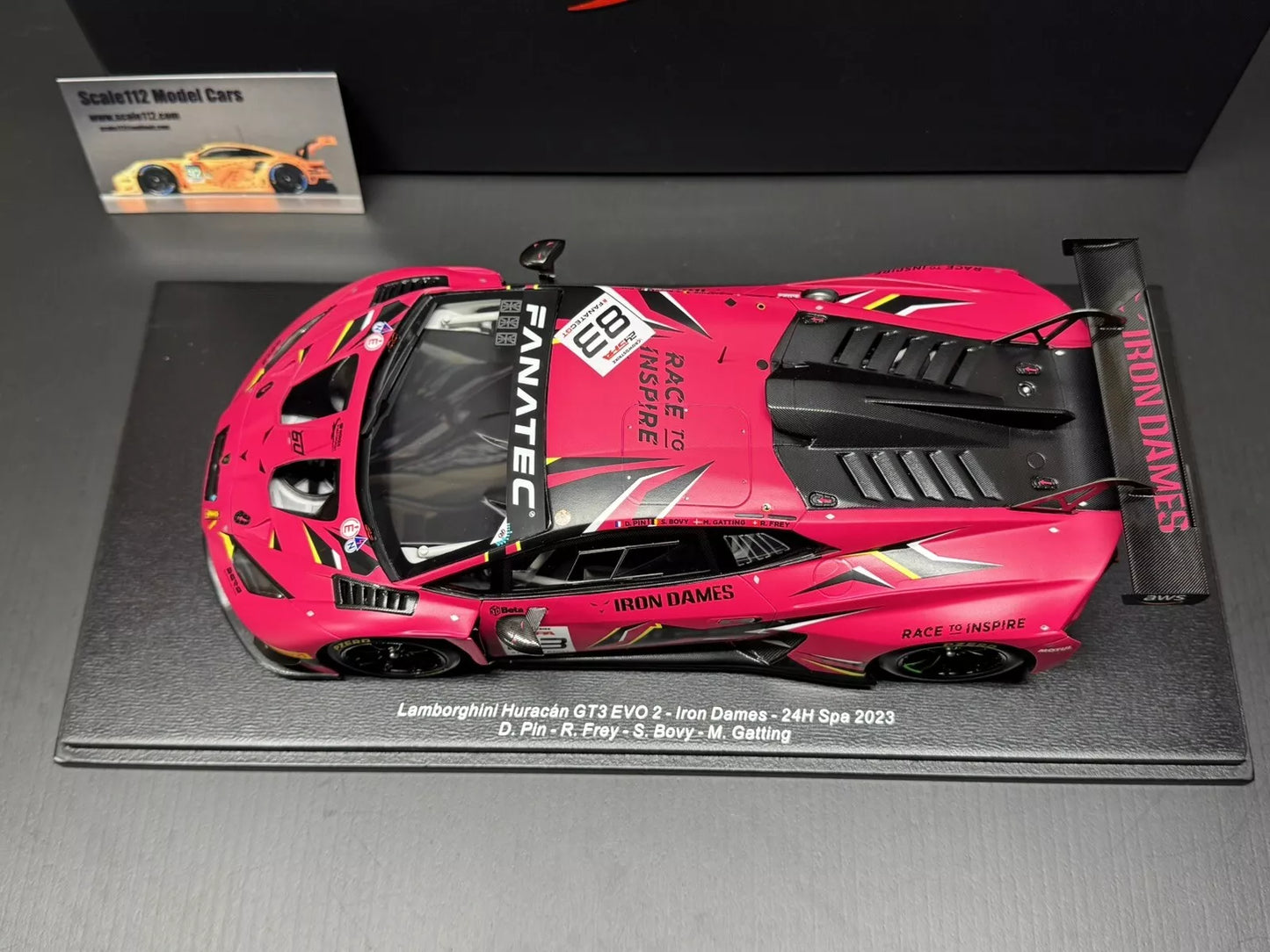 1/18 SCALE SPARK IRON DAMES LAMBORGHINI HURACAN GT3 EVO2 24HR LEMANS 2023