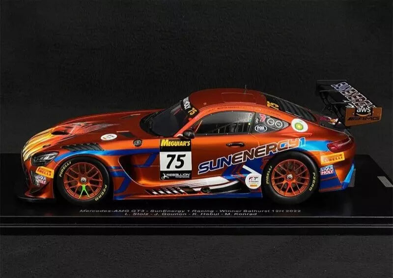 MERCEDES-AMG GT3 - WINNER BATHURST 2022 - 1/18 SCALE SPARK MODEL 18AS011 - DISPLAY CASE