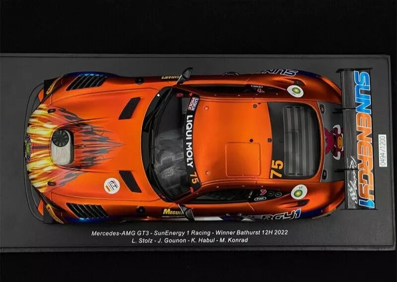 MERCEDES-AMG GT3 - WINNER BATHURST 2022 - 1/18 SCALE SPARK MODEL 18AS011 - DISPLAY CASE