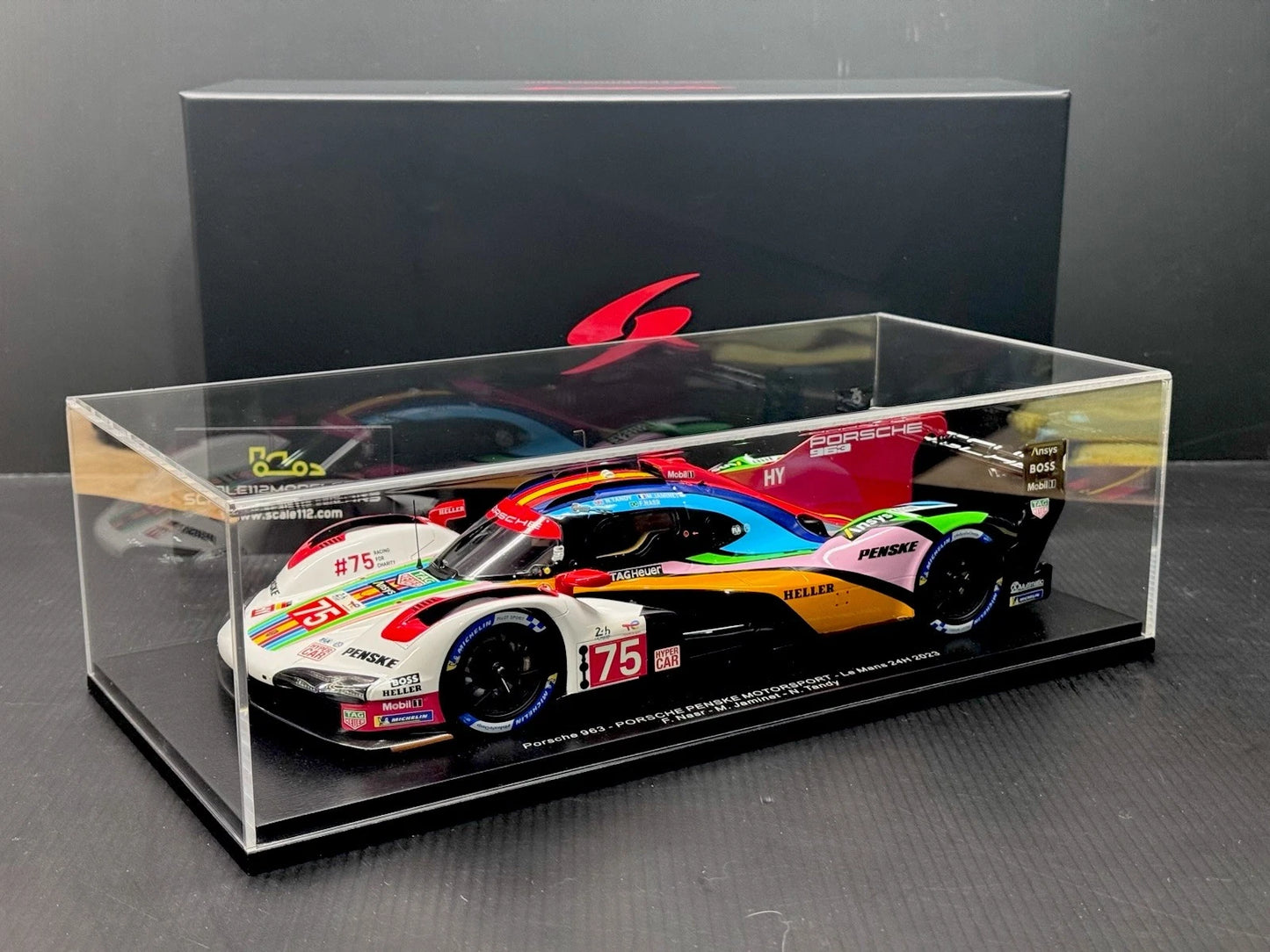 Porsche 963 LMDH #75 Penske Motorsport 24h Le Mans 2023 1/18 Scale Spark w/Case