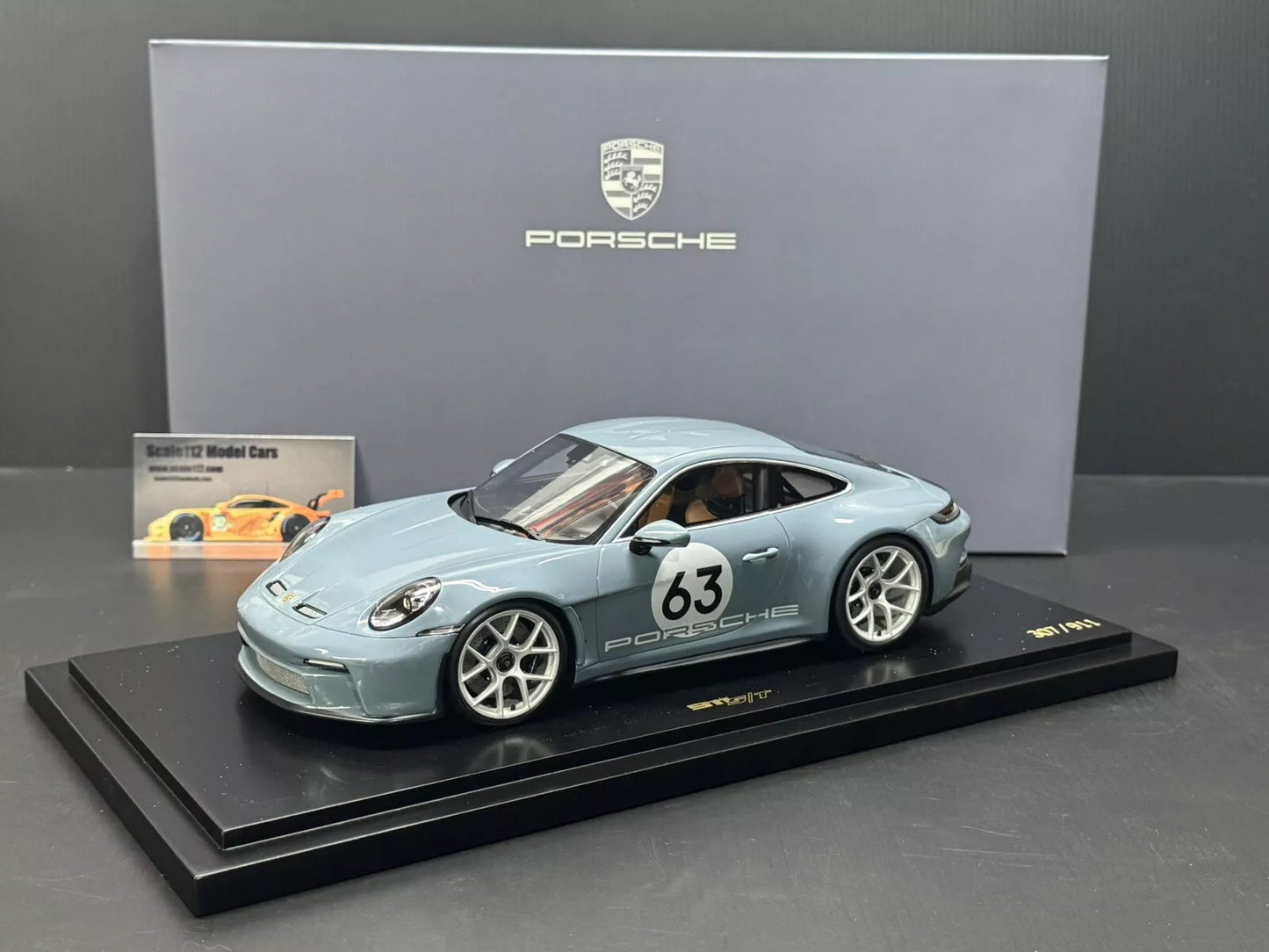 Porsche 911 S/T 992 2023 Shore Blue Metallic with Display Case 1/18 Spark Dealer Edition