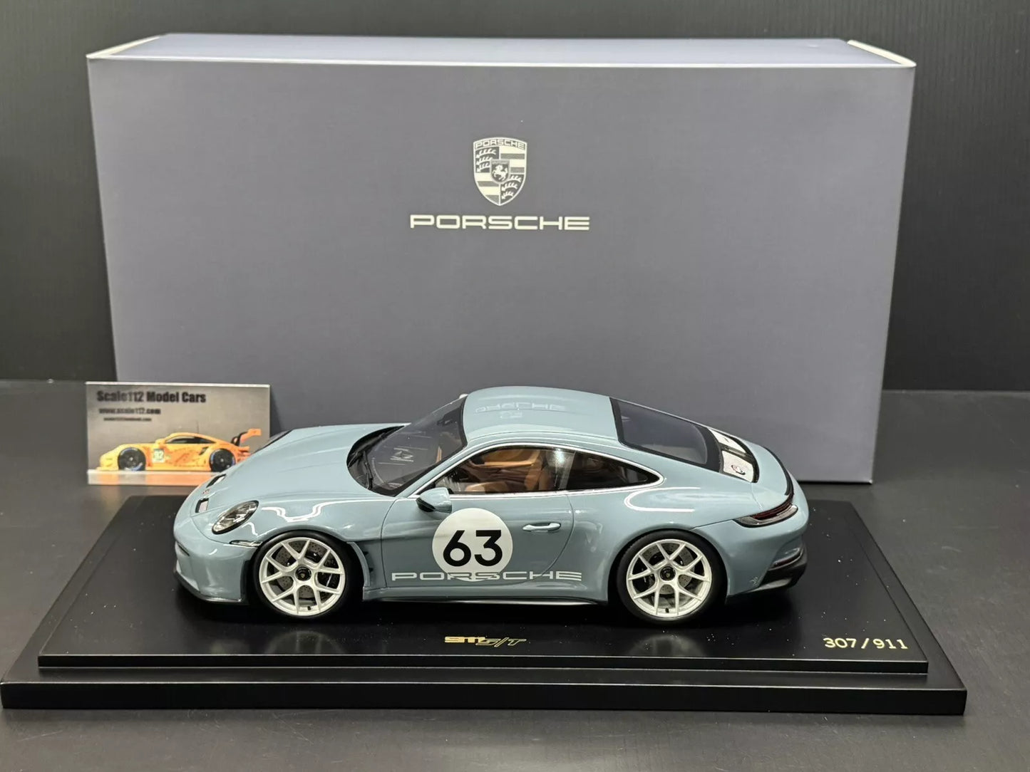 Porsche 911 S/T 992 2023 Shore Blue Metallic with Display Case 1/18 Spark Dealer Edition