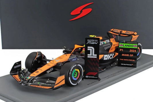 McLaren MCL38 #4 Lando Norris 2024 Miami GP 1/18 Scale Model Car by Spark 18S986
