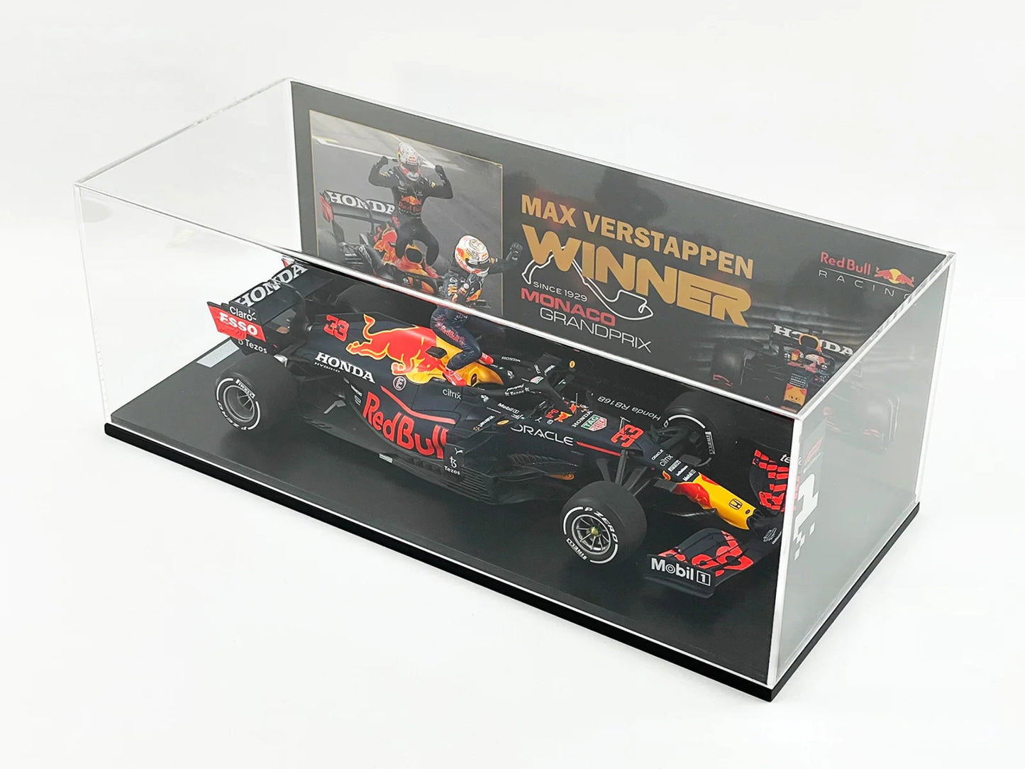 1/18 Scale Spark Red Bull F1 RB16B 33 Max Verstappen Monaco GP Winner