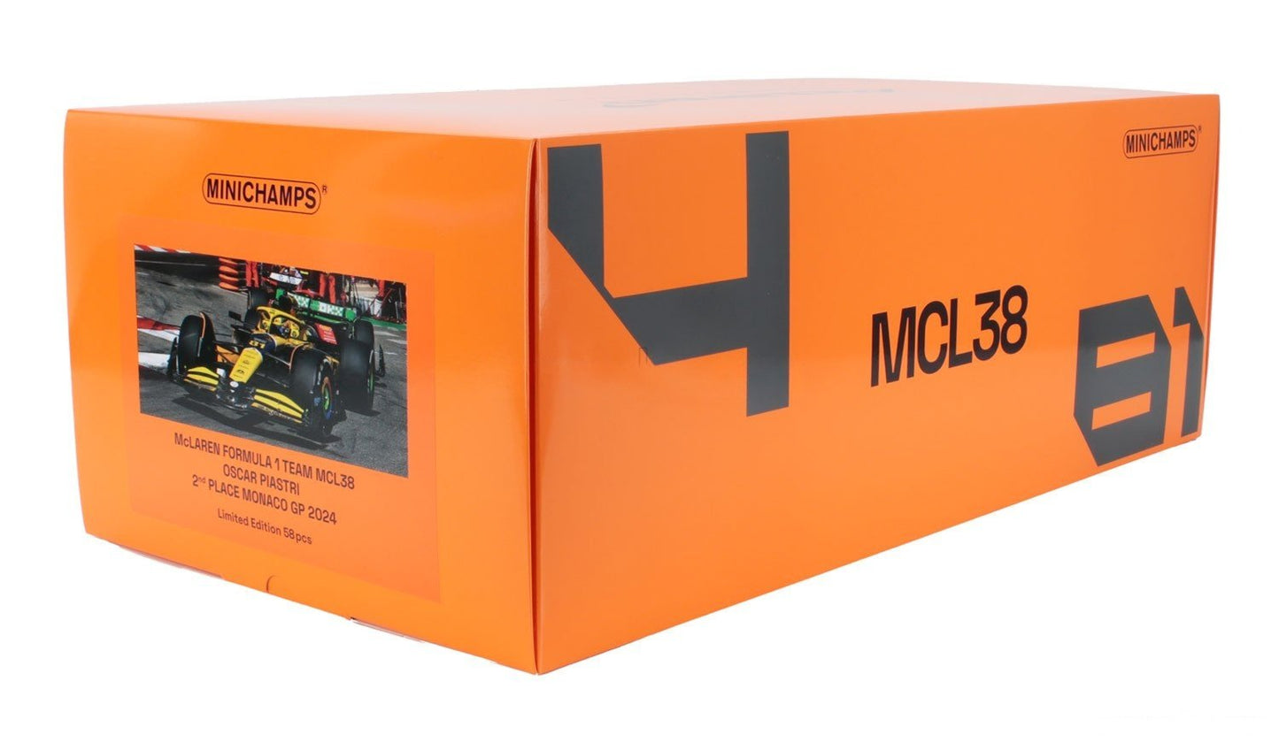 McLaren MCL38 #81 Oscar Piastri 2024 Monaco GP 1/12 Scale Model by Minichamps