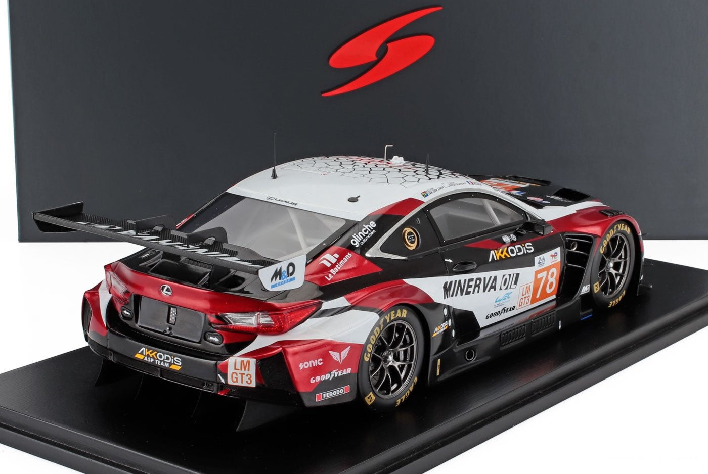 LEXUS RC F GT3 #78 24H Le Mans 2024 1/18 Scale Model by Spark w/ Display Case 18S448