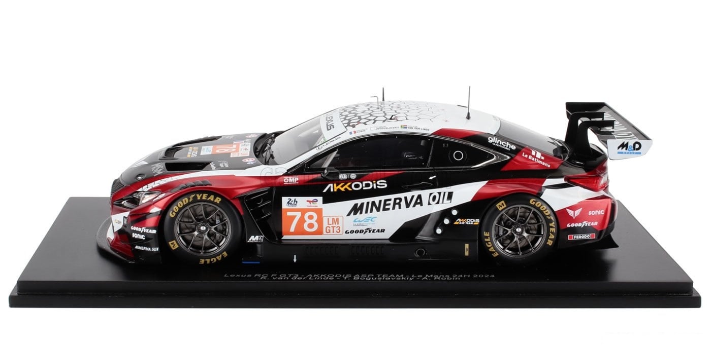 LEXUS RC F GT3 #78 24H Le Mans 2024 1/18 Scale Model by Spark w/ Display Case 18S448