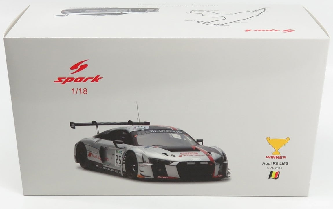 Audi R8 LMS GT3 Team Audi Sport 2017 Spa Winner Model Car 1/18 Scale Spark