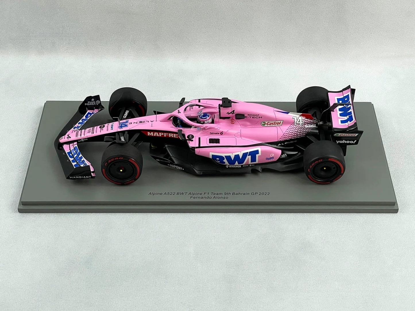 1/18 SCALE SPARK ALPINE A522 FERNANDO ALONSO BAHRAIN GP 2022 w/ DISPLAY CASE