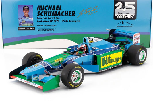 MINICHAMPS 1/12 SCALE BENETTON FORD B194 MICHAEL SCHUMACHER W/DISPLAY CASE