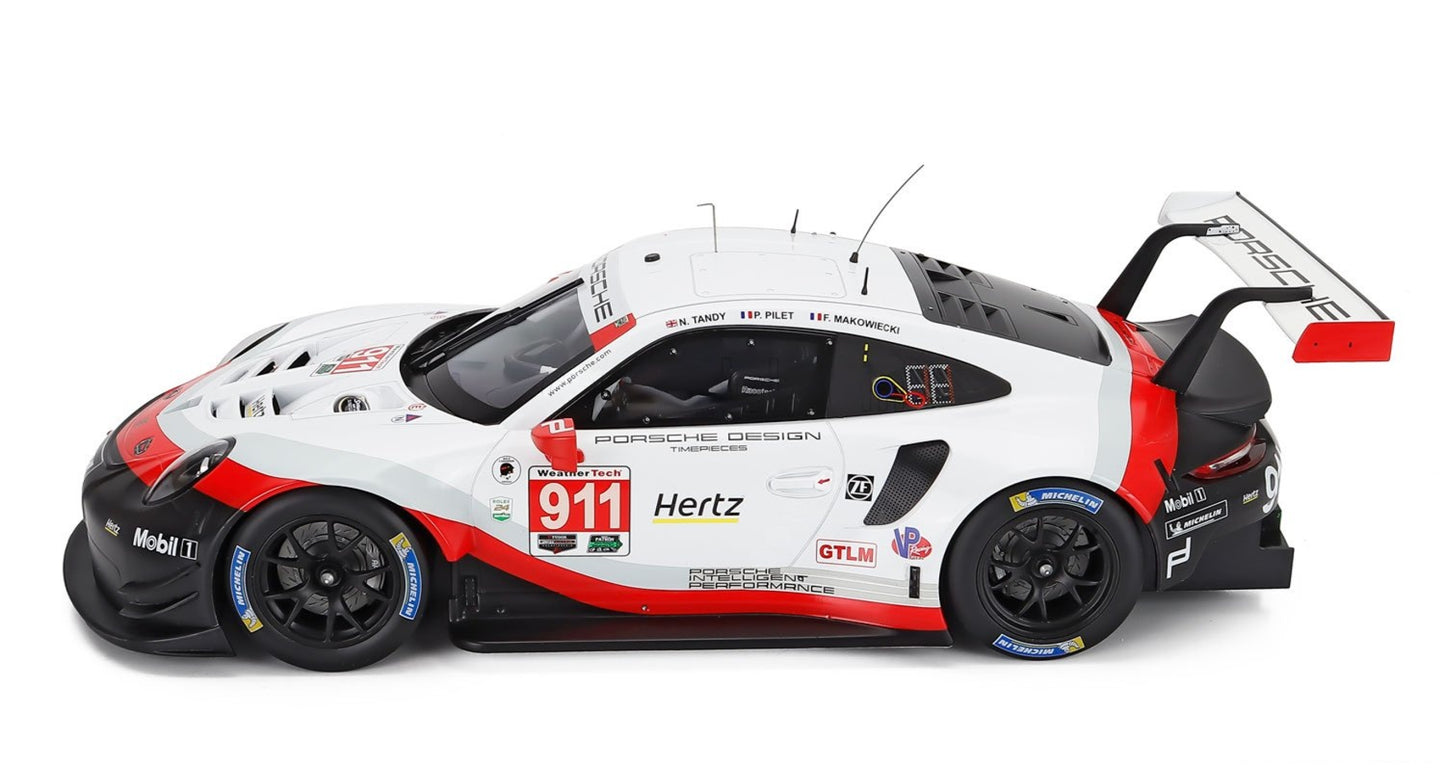 1/12 Scale 911 GT3 RSR 991 24h of DAYTONA 2018 #911 Diecast Model Car by IXO